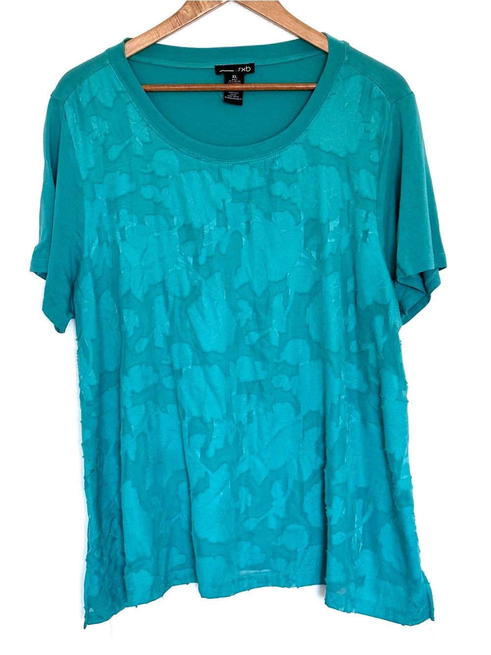 RXB Shirt Women’s XL Teal Textured Short Sleeve Pullover Blouse Top